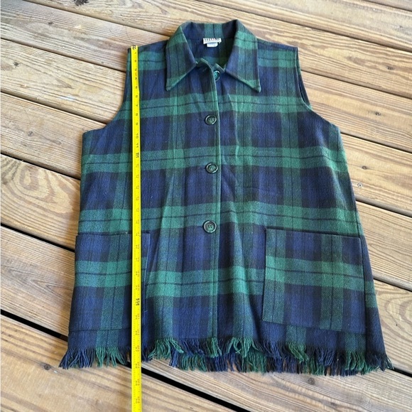 Vintage Stefano International Plaid Sleeveless Button Down Shirt Blue Fringe 80s - Picture 6 of 16
